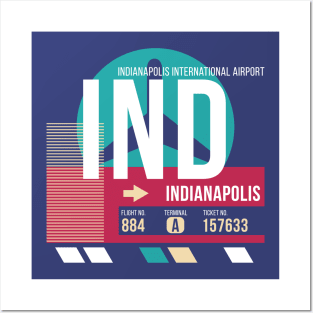 Indianapolis, Indiana (IND) Airport Code Baggage Tag Posters and Art